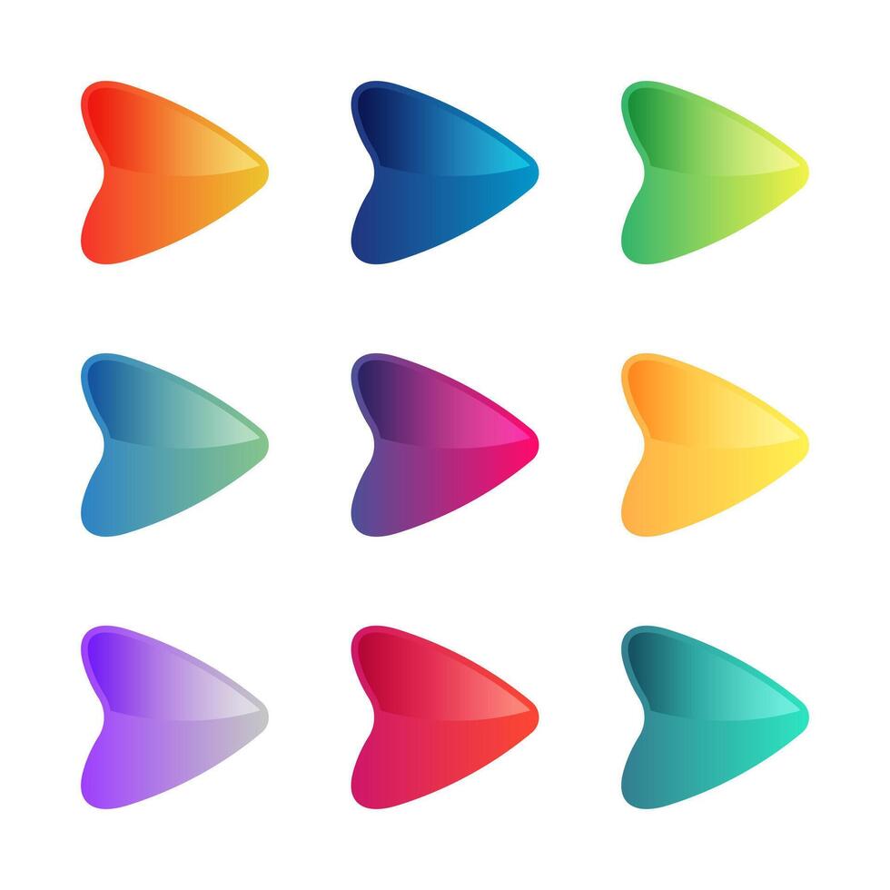 Right Rounded Arrows Gradient Set vector
