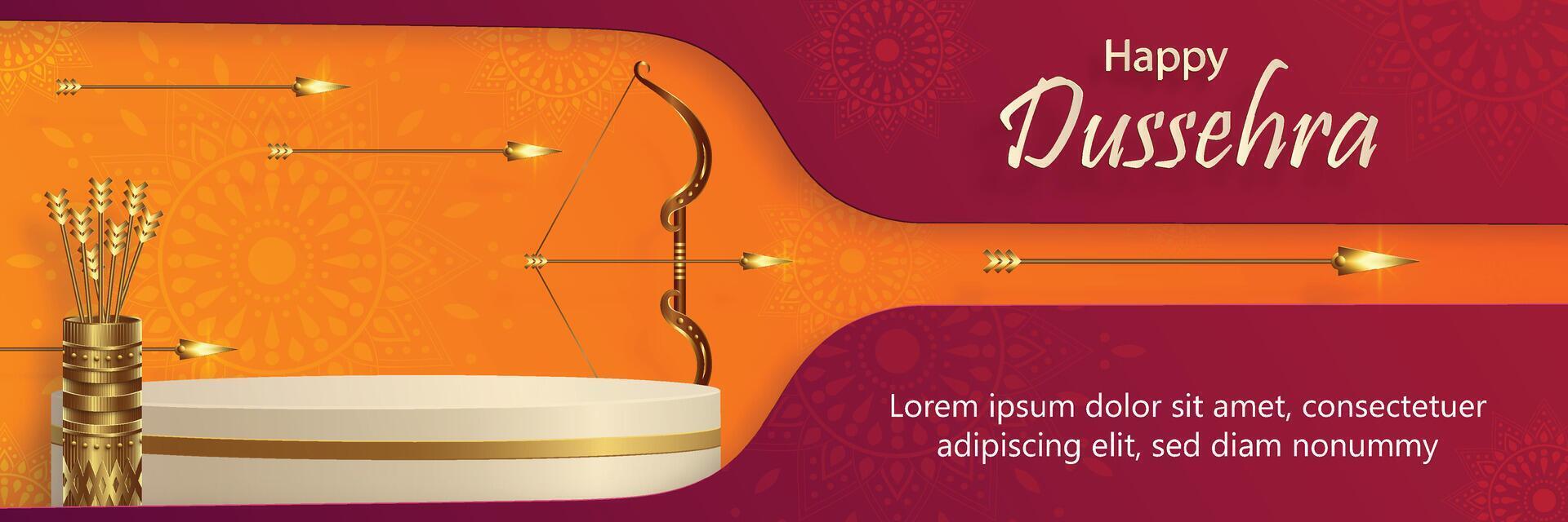 Happy Dussehra festival celebration red style vector