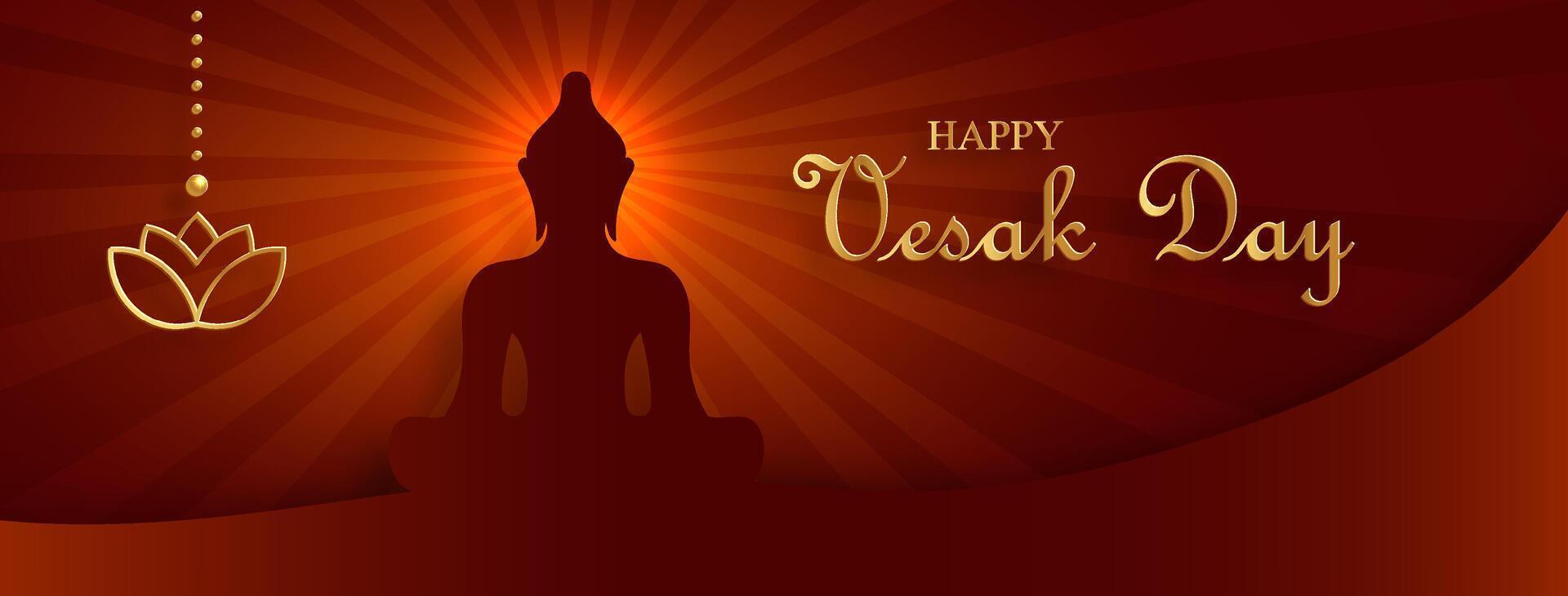 Happy Vesak Day card with oriental elements vector