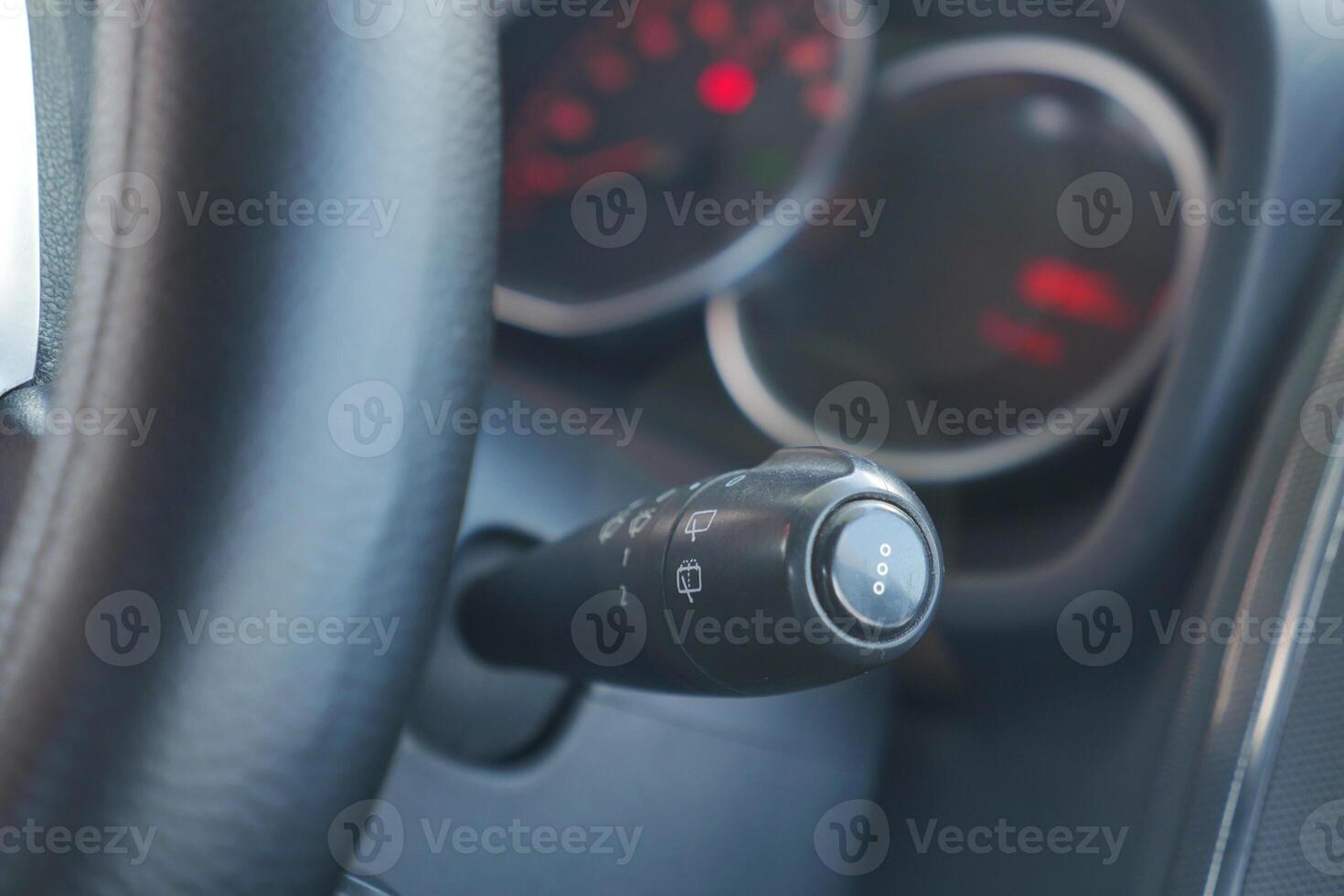Detailed view of a car's control lever in a modern vehicle photo