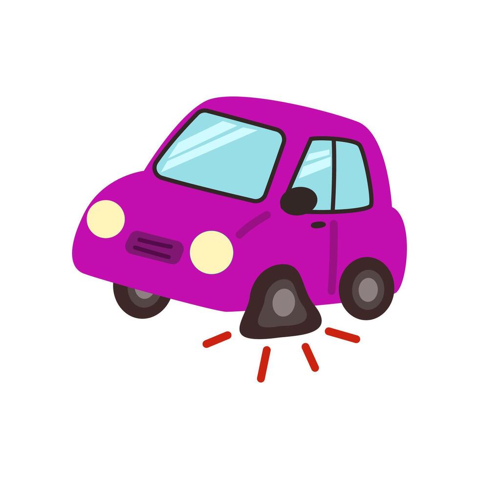 traffic accident. car wheel blow out vector