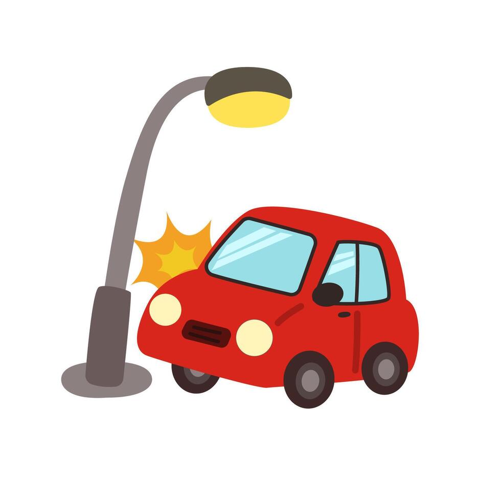 traffic accident. car crash light pole vector