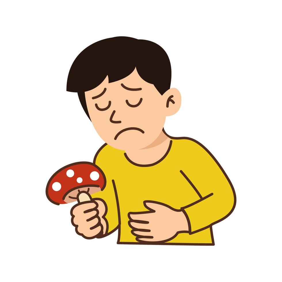 human eat poisonous mushroom. human eat poisonous mushroom. vector
