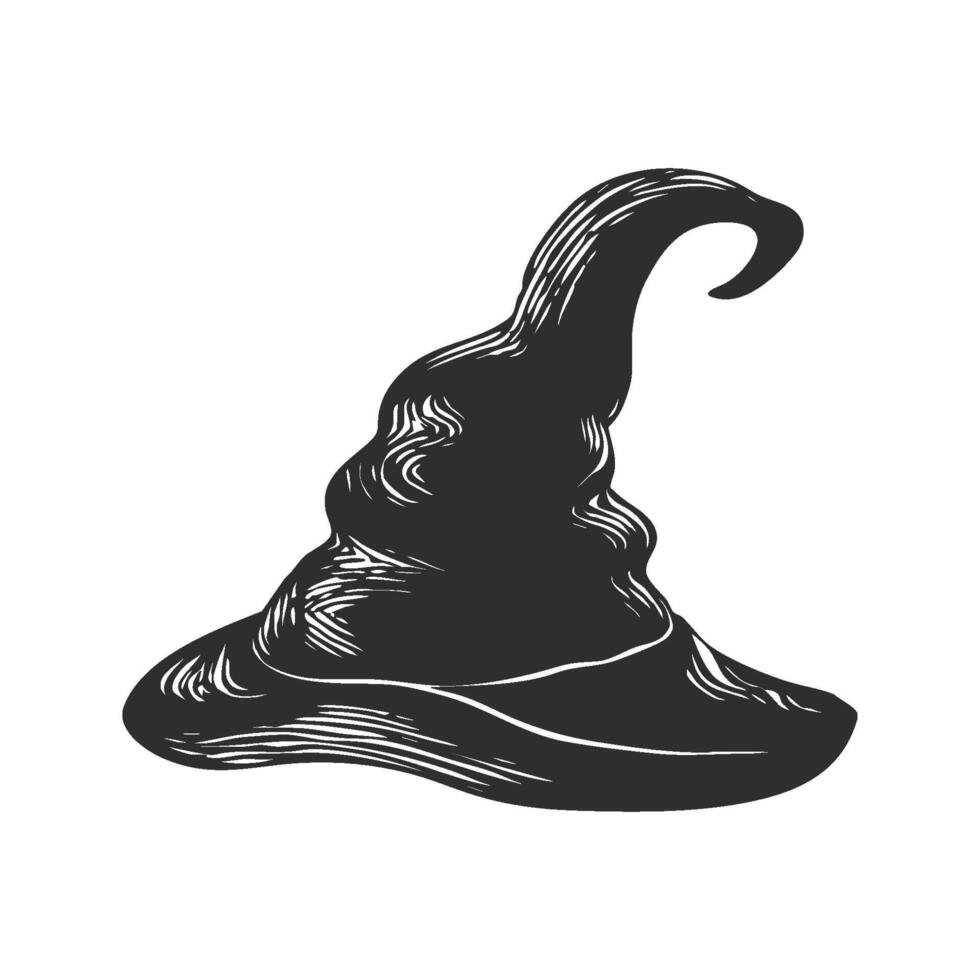 Witch Hat Silhouette Illustration. Magical Costume Accessory For Halloween And Fantasy Themes. Isolated Illustration vector