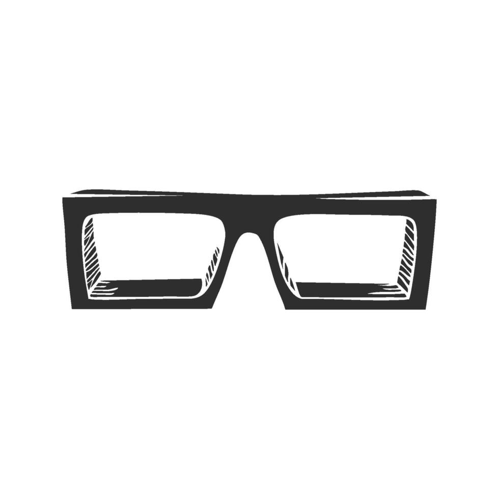 Retro Square Glasses Silhouette Illustration. Vintage Eyewear Fashion And Style Icon Isolated Illustration vector