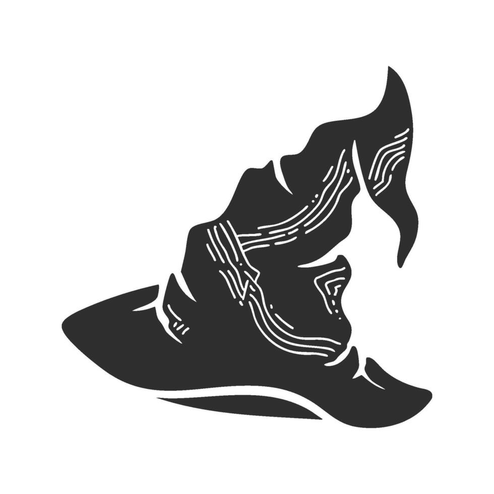 Wizard Hat Silhouette Illustration. Magical Headwear Symbolizing Fantasy And Enchantment. Isolated Illustration vector
