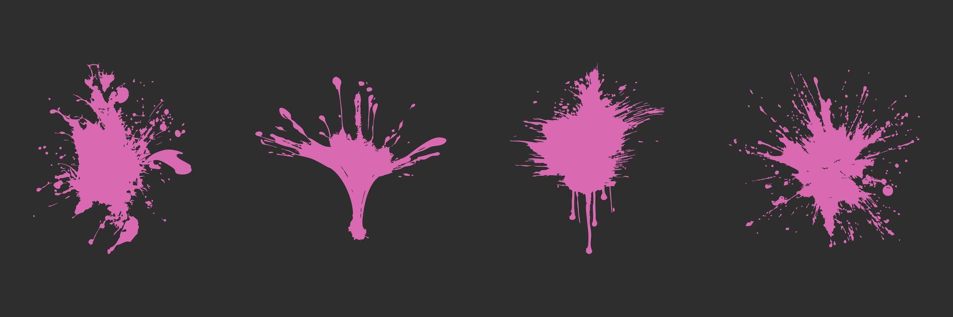 Pink Paint Splatter Set. Creative Expression And Art Design Elements Isolated Illustration Collection vector