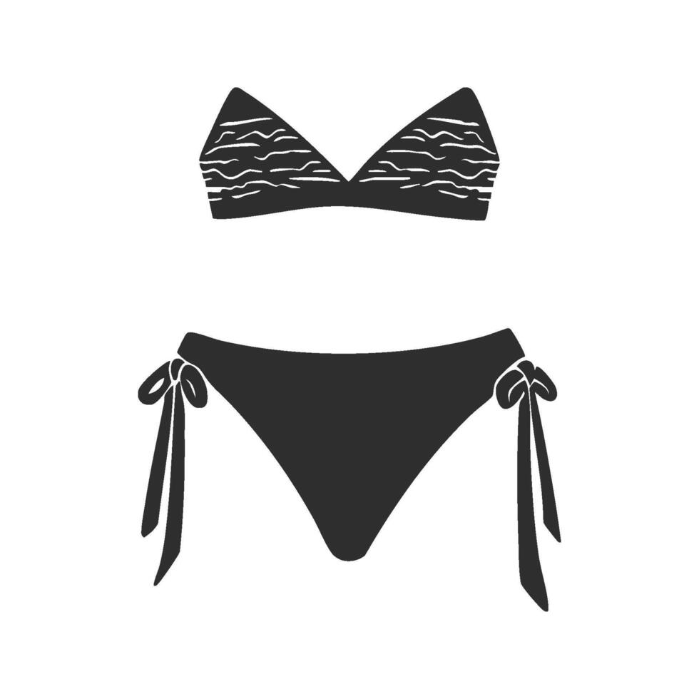 Bikini Swimwear Silhouette Illustration. Summer Fashion And Beachwear Design vector
