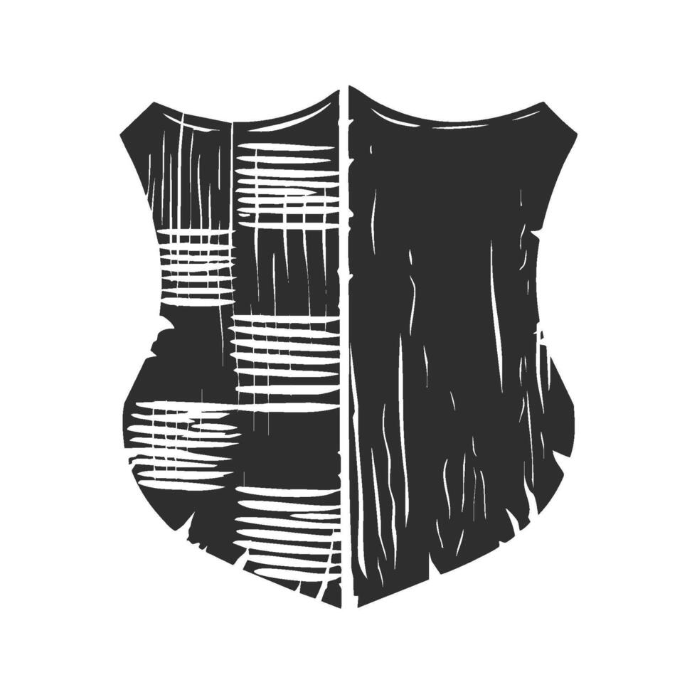 Rustic Shield Silhouette Illustration. Vintage Protection Symbol With Textured Design Isolated Illustration vector