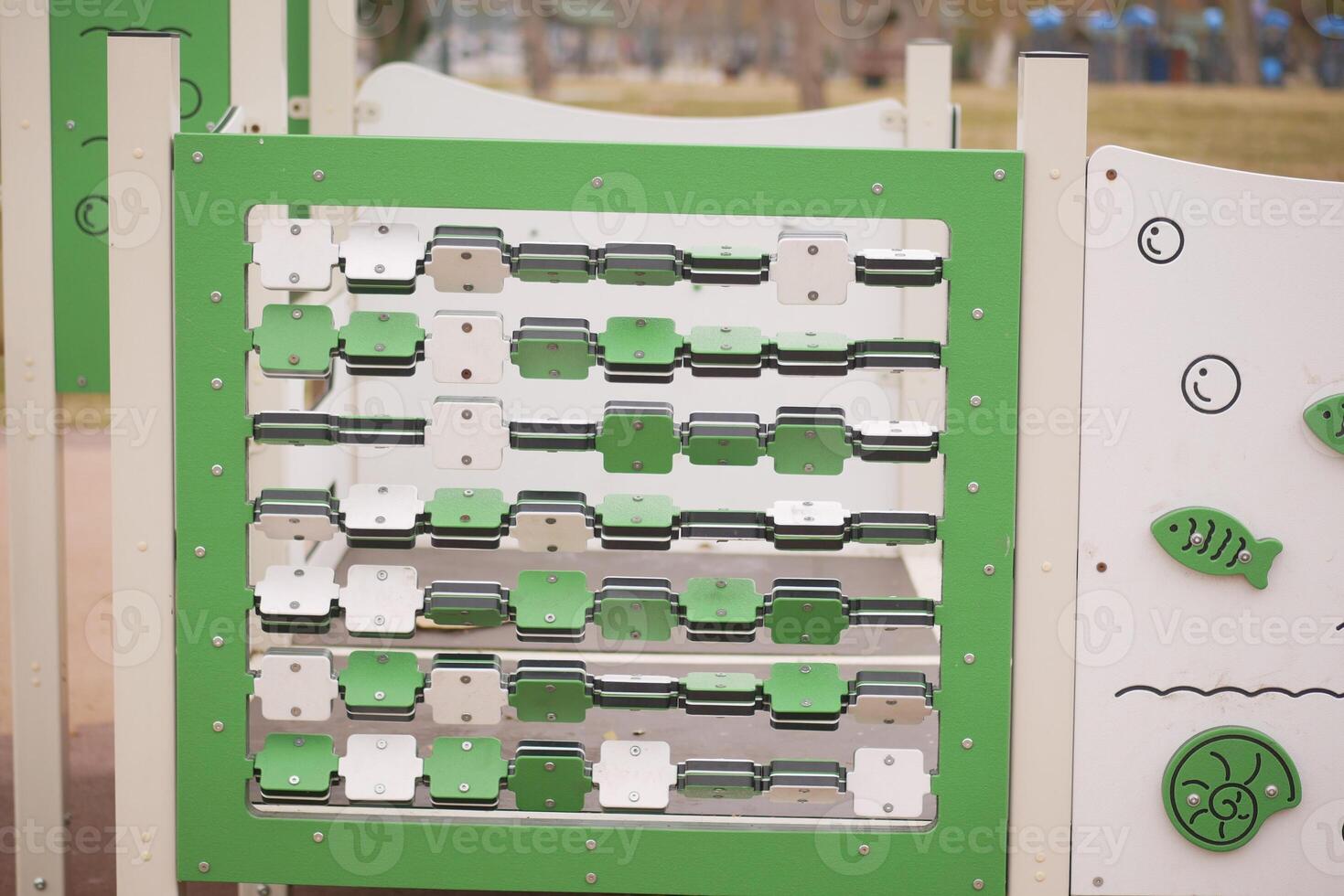 Interactive Green and White Playground Puzzle Panel for Children photo