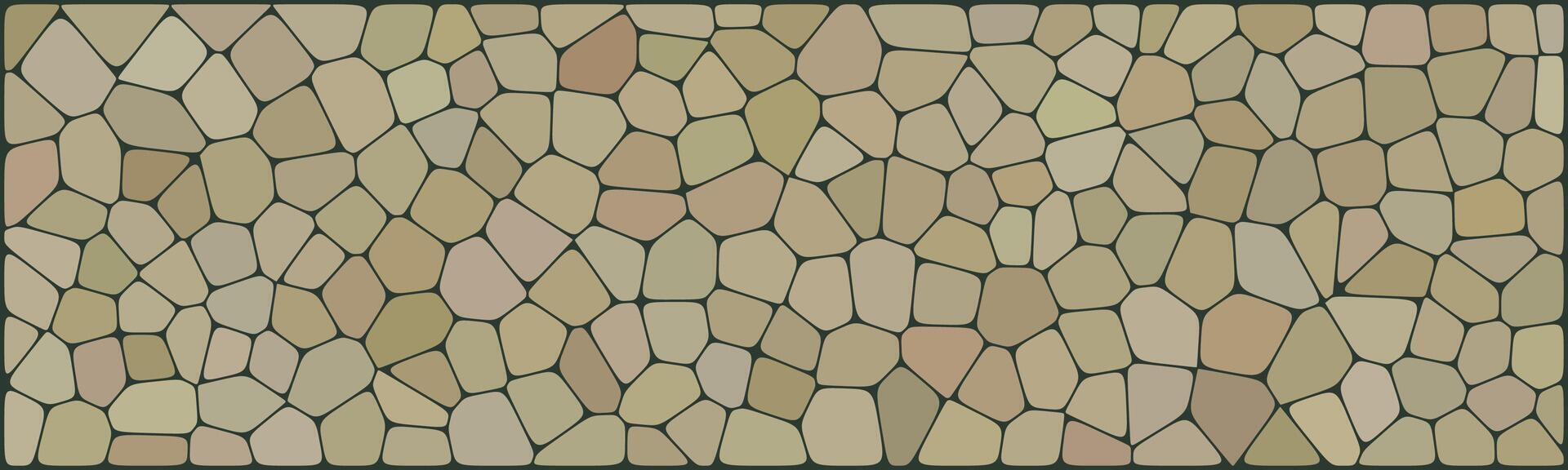 Earth-toned mosaic tile pattern with irregular polygon shapes and dark grout lines, suitable for natural-themed designs, backgrounds, or architectural visuals. vector