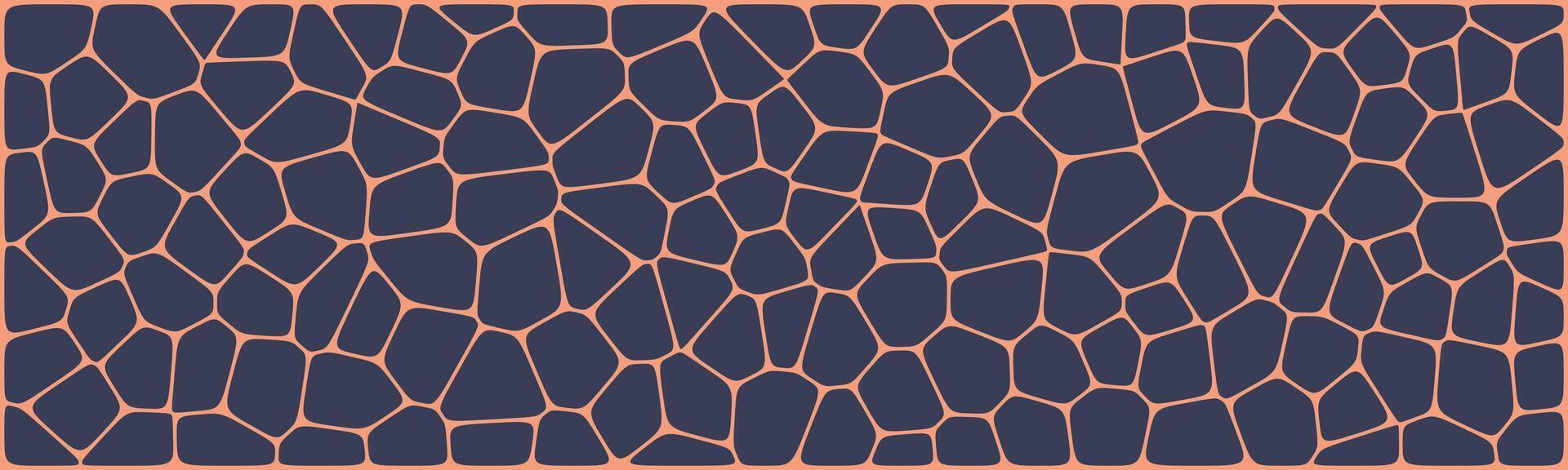 Dark-toned mosaic tile pattern with irregular polygon shapes and thin pink grout lines, suitable for modern backgrounds or decorative surfaces. vector