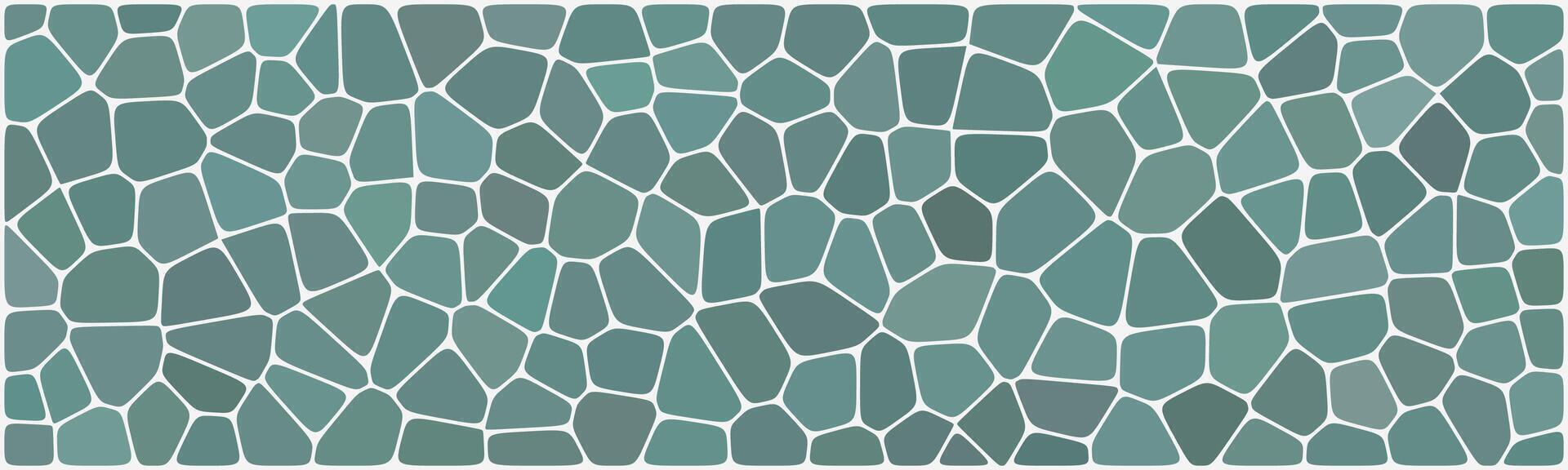 A mosaic tile pattern in green tones with irregular polygon shapes and white grout lines, ideal for backgrounds, walls, or decorative design elements. vector