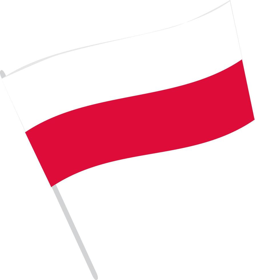 The national flag of Poland on a flagpol. vector