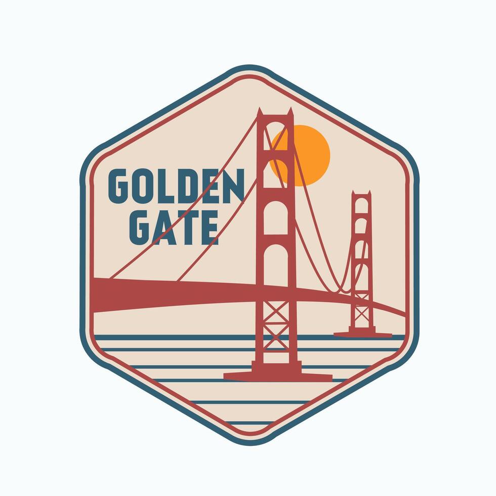 Golden Gate, San Francisco, in Sunset Scenery Perfect for Print, Apparel, etc vector
