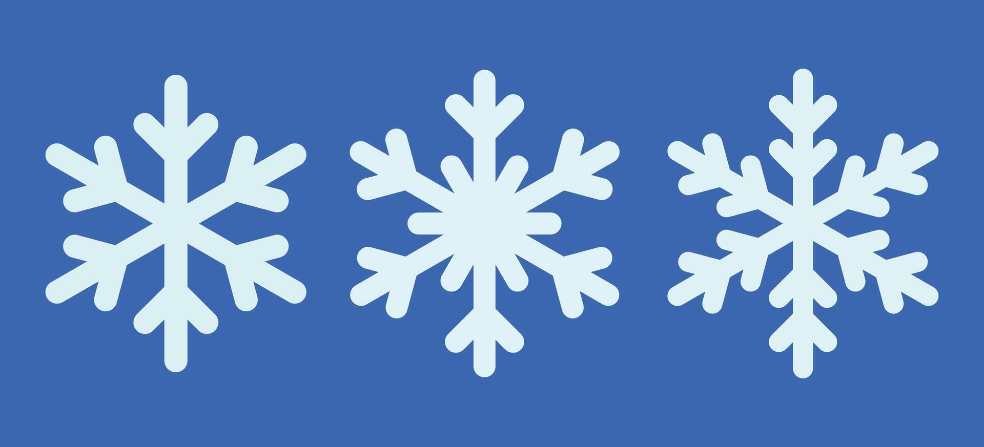 Set of Simple Winter Snowflake Flat Illustrations vector