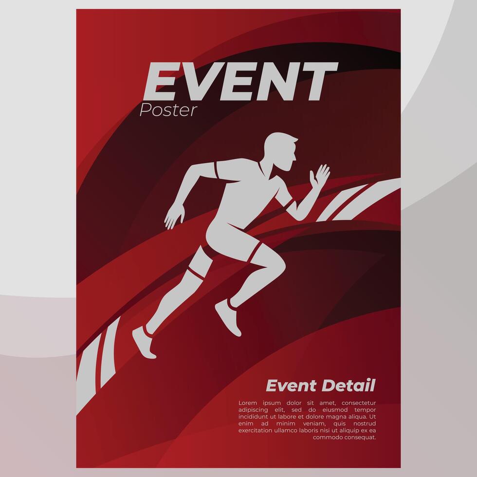 Red Sports Event Promotion Poster with Running Silhouette vector