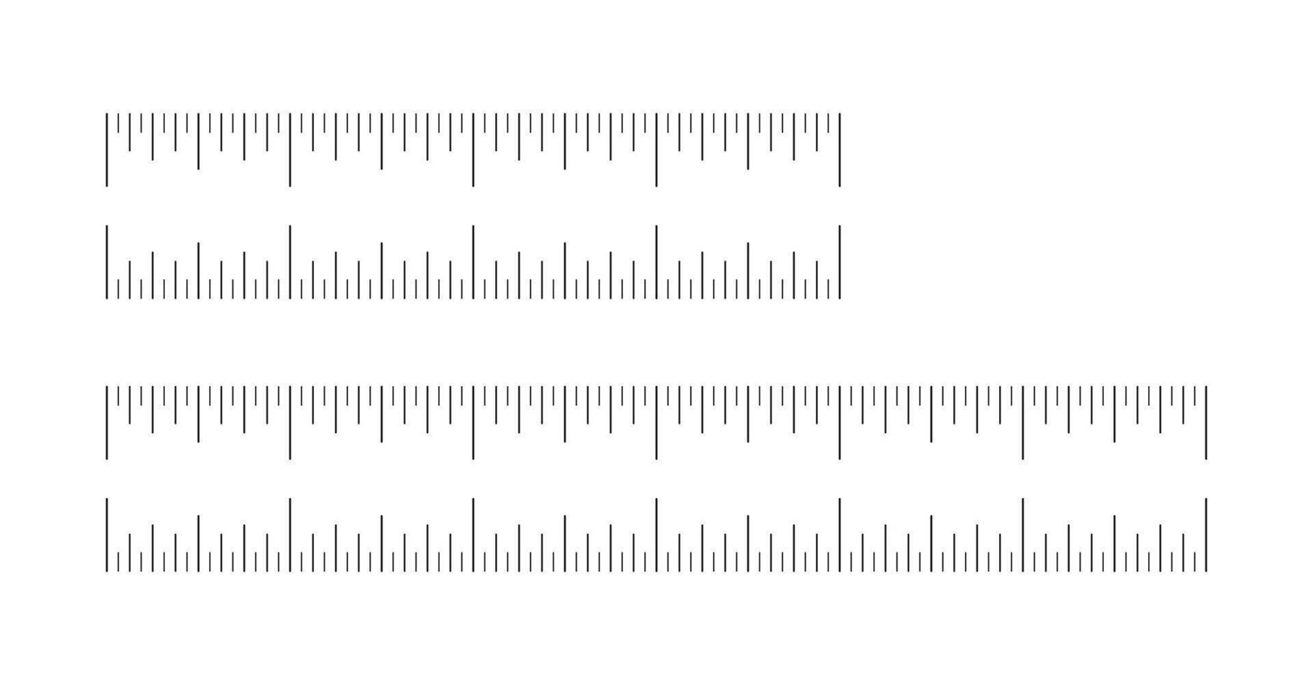 Set of measuring chart with 4, 6 inches. Ruler scales. Sewing tool mockup. Length measurement math, distance, height ruler pattern. Graphic flat minimalist illustration. vector