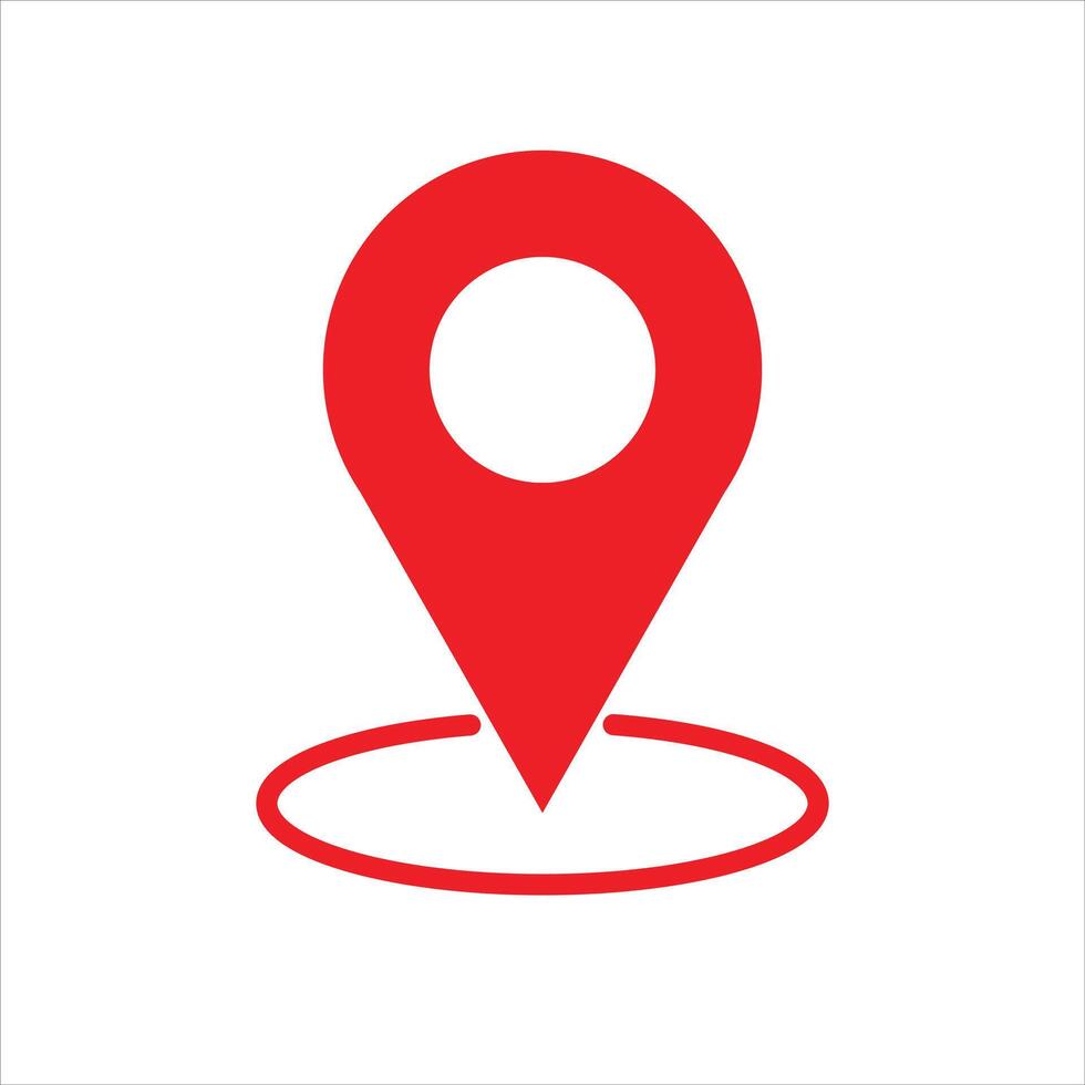 Vibrant red location pin icon against a clean white background illustration. vector