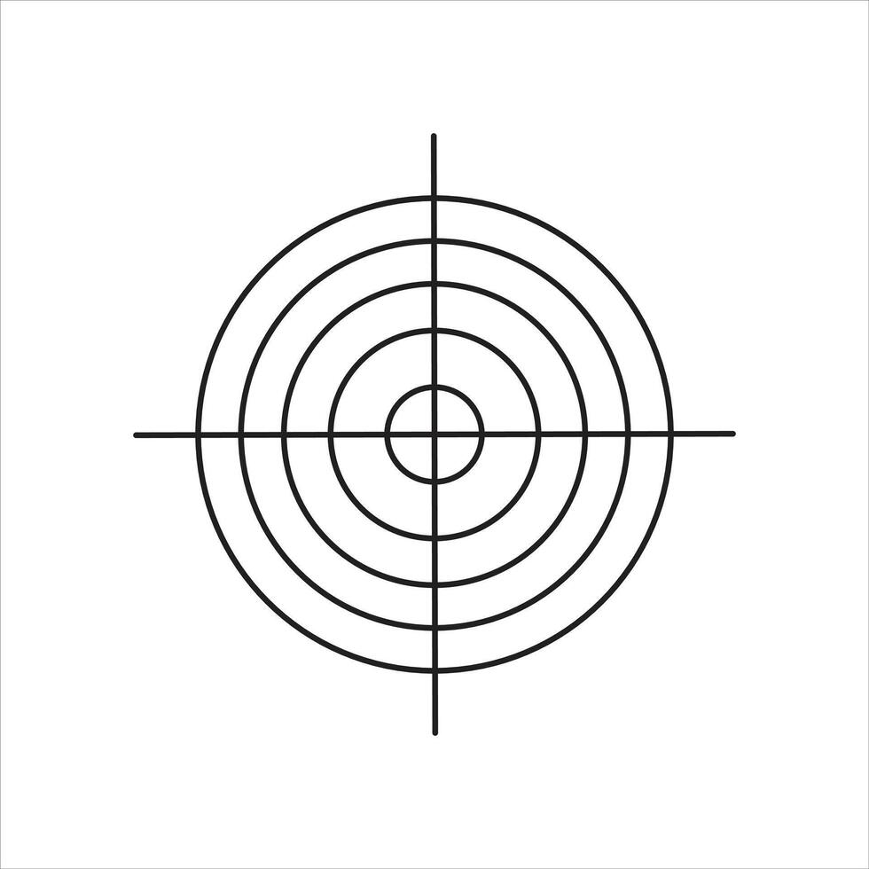 Simple target with concentric circles and crosshairs, drawn in black and white vector