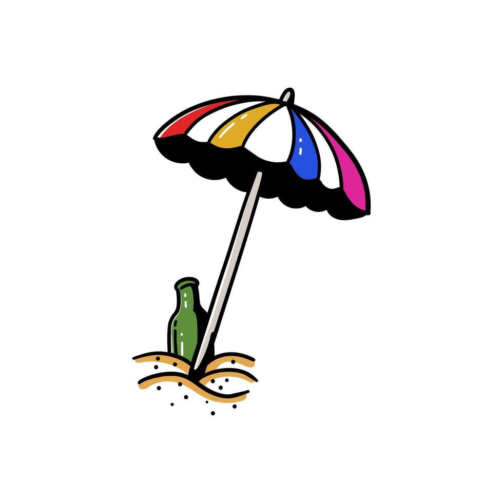 summer drink and umbrella hand drawing illustration vector