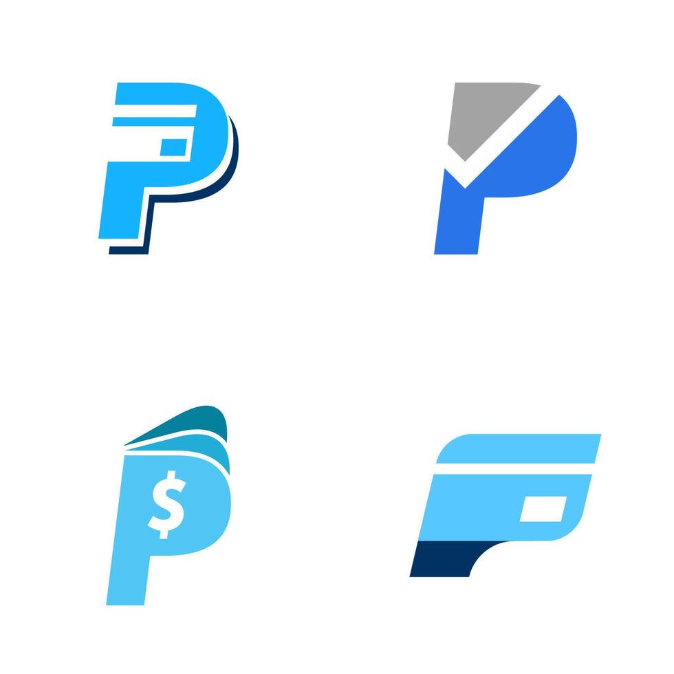 Letter P for bussines finance logo set design template vector