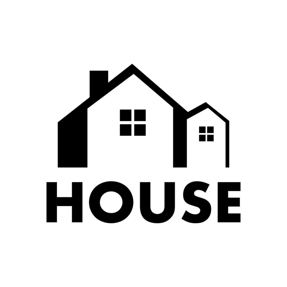 House brutalism building logo design template vector