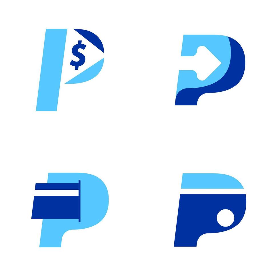 Letter P for finance logo design set template vector