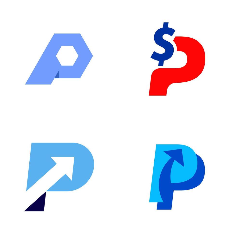 Letter P for finance set logo design template vector