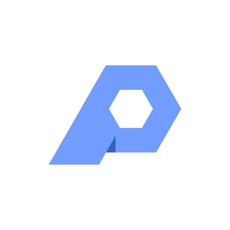 Letter P for hexagonal finance logo design template vector