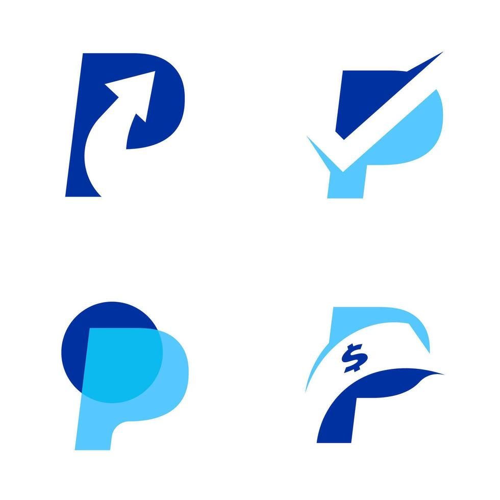 Letter P for finance logo set design template vector