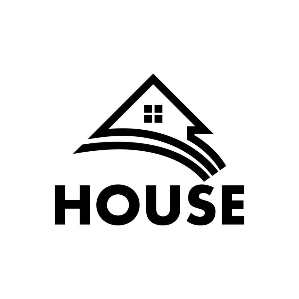 House building line logo design template vector