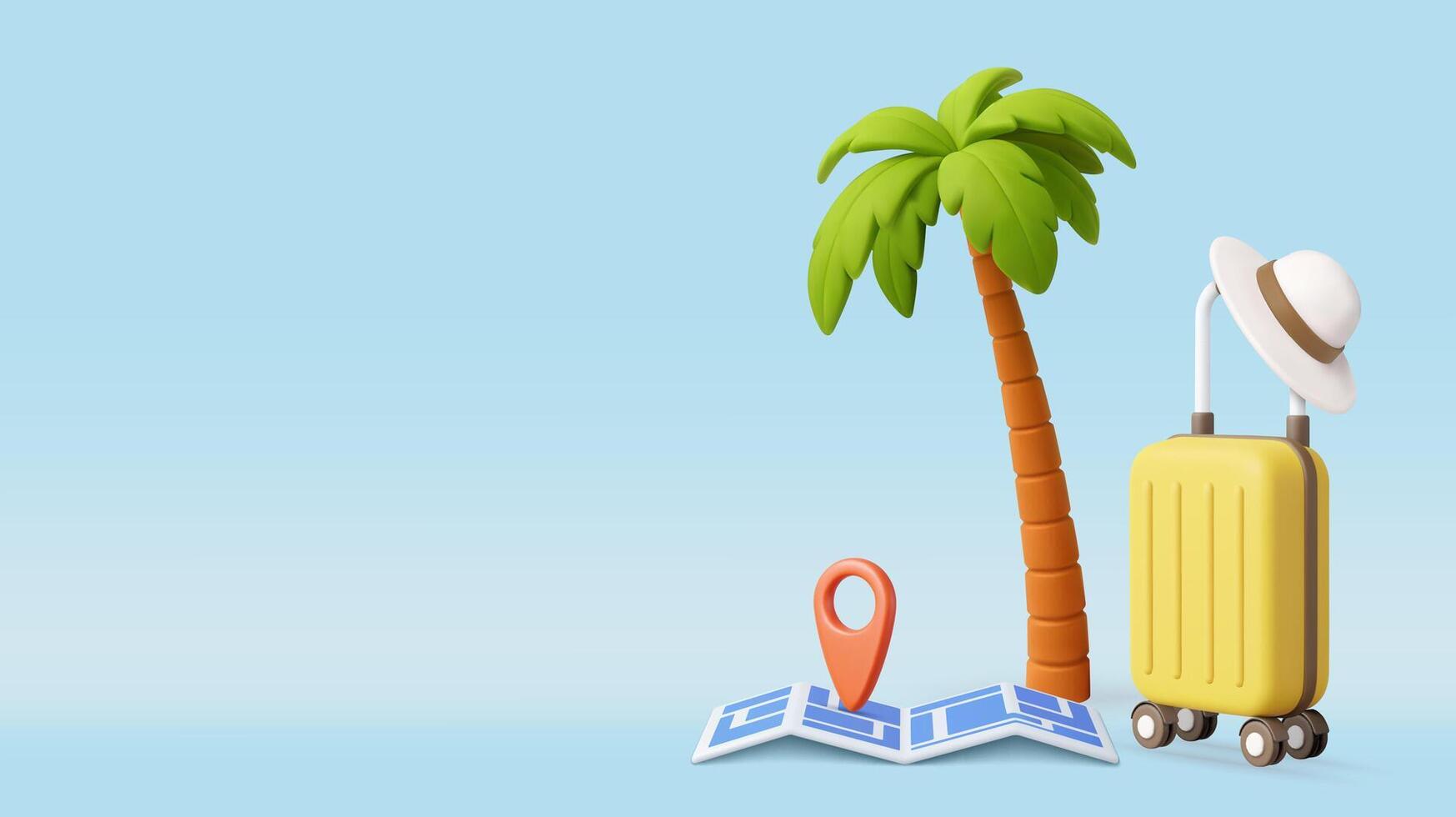 3d Tropical palm tree, vector