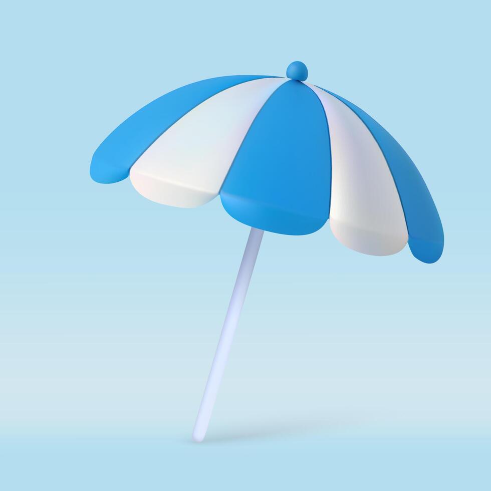 3D beach umbrella or parasol. vector