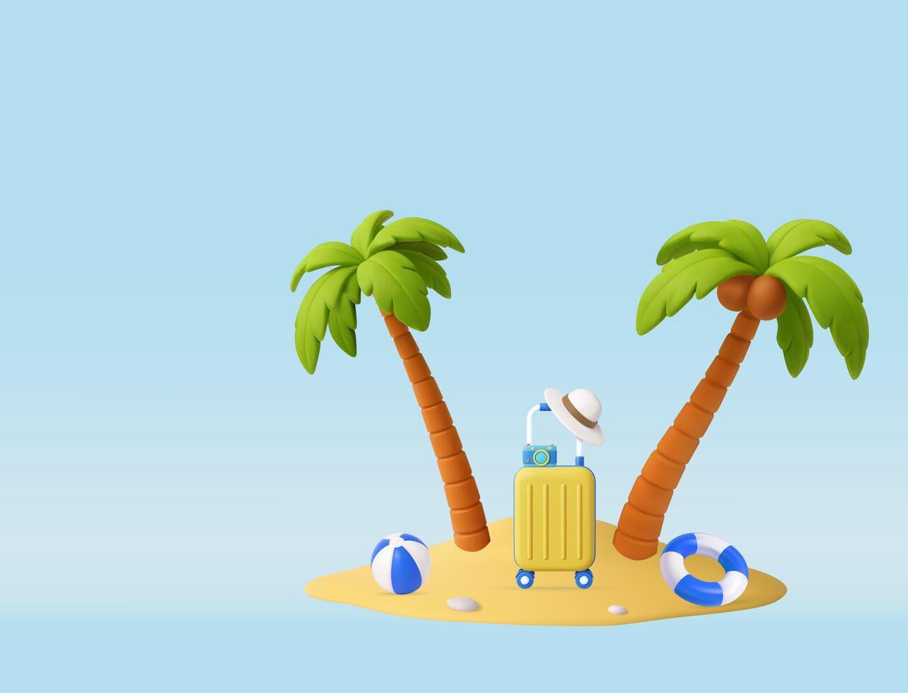 3d Summer Beach Vacation Travel Concept. vector