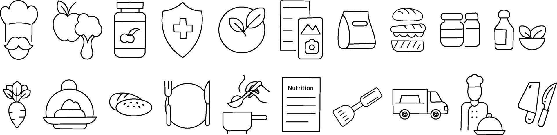 Food Festival and Culinary Event Icons Line Style vector