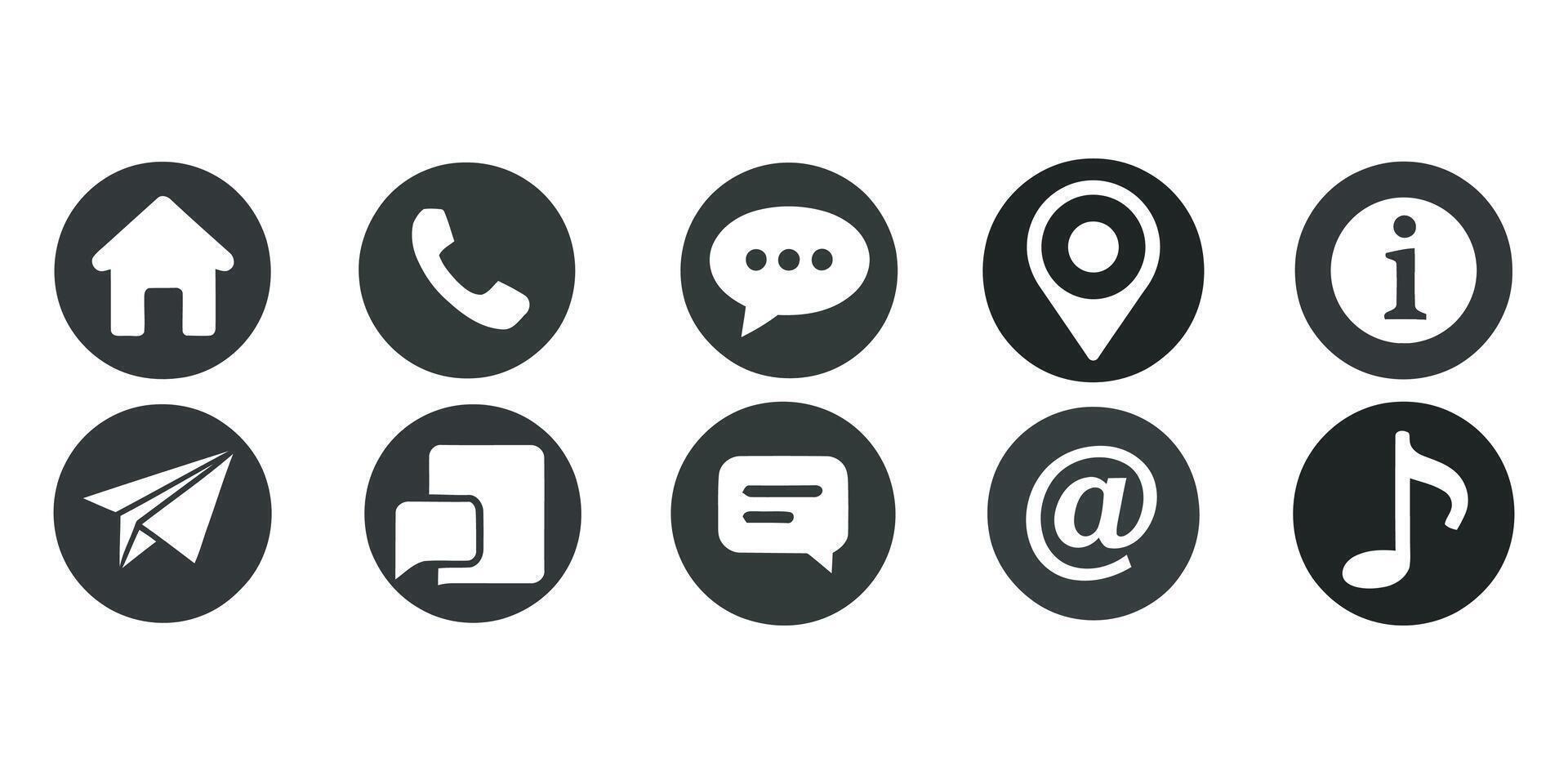 Contact Information Icon Set, Business icon for company connection set in different style. Name, phone, mobile, place, location, mail, website and message card sign vector
