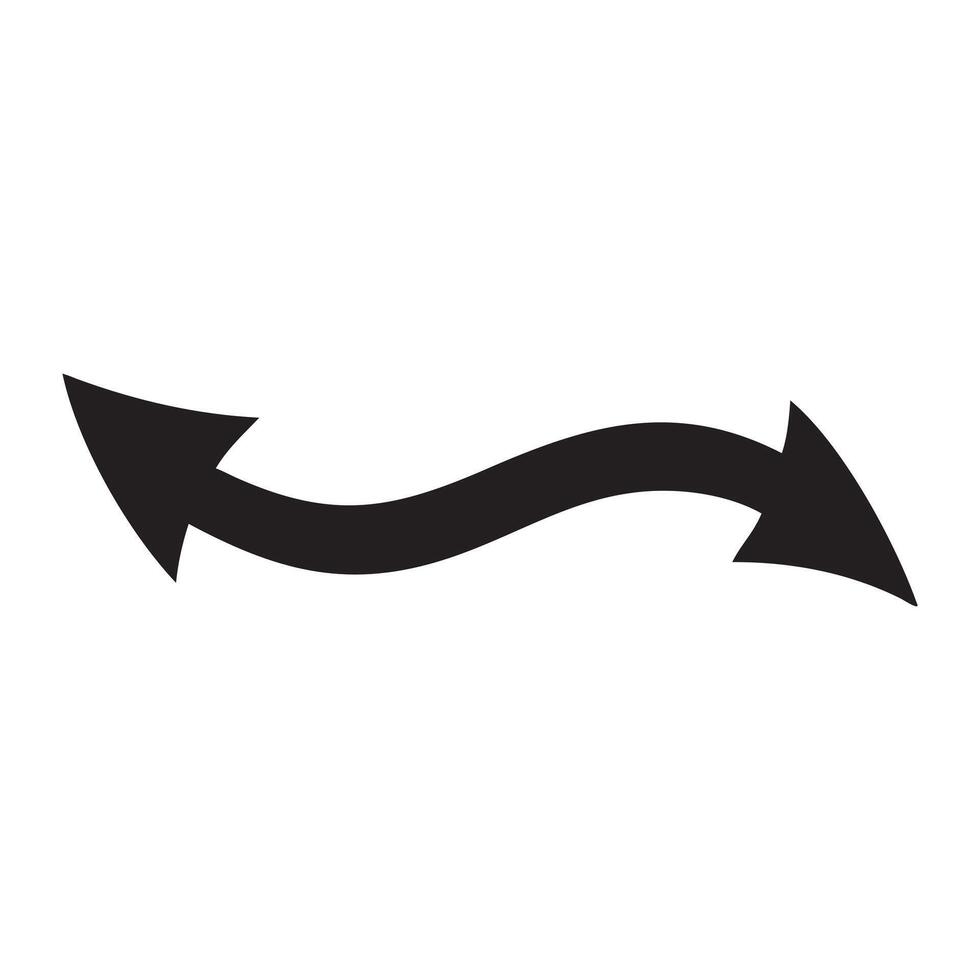 Abstract Black Wavy Arrow Graphic, Curved arrows. Black wavy carve arrow icon isolated on white background. illustrator vector