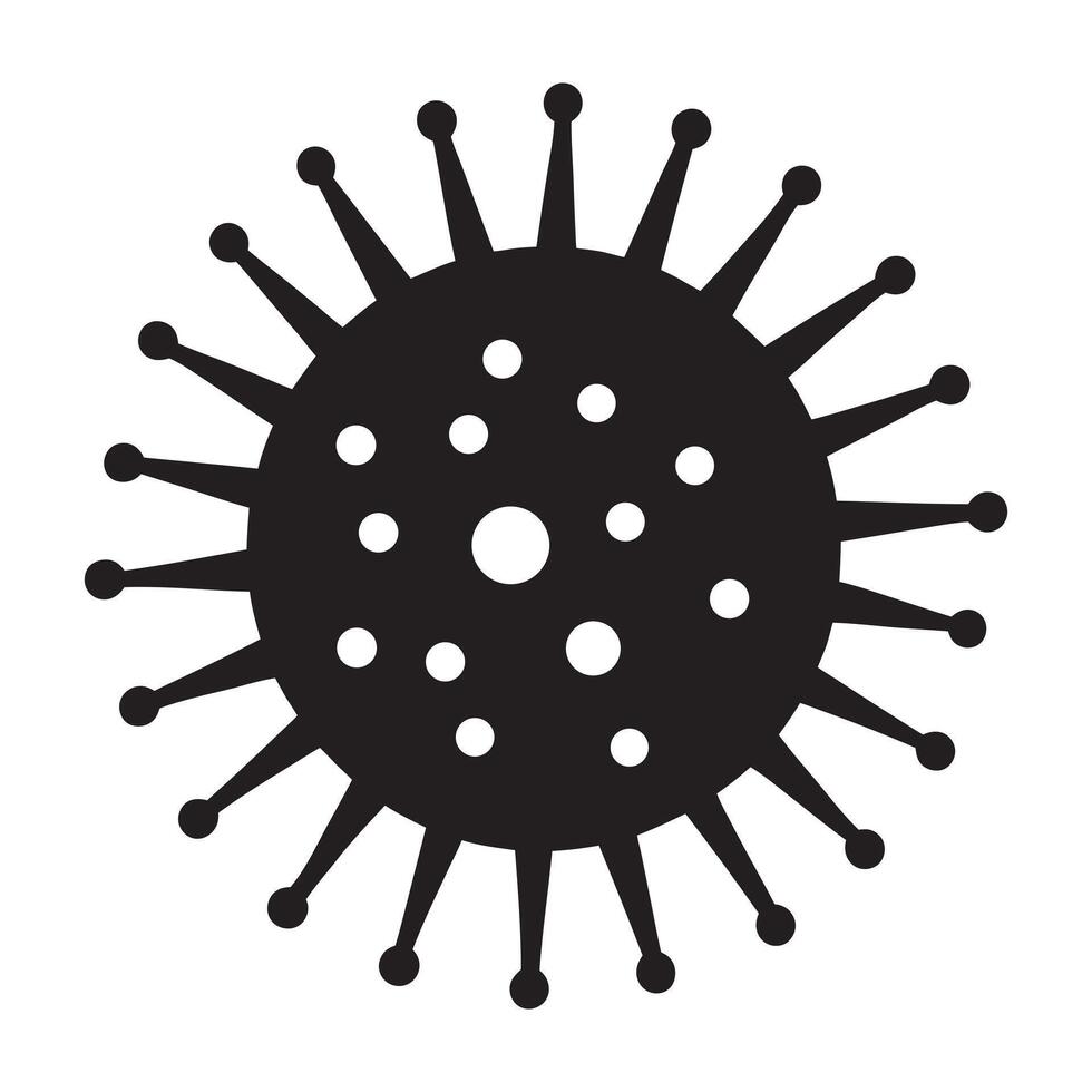 Illustration of a Biological Cell or Virus, Coronavirus disease COVID-19 black silhouette . COVID-2019 silhouette icon isolated on a white background vector