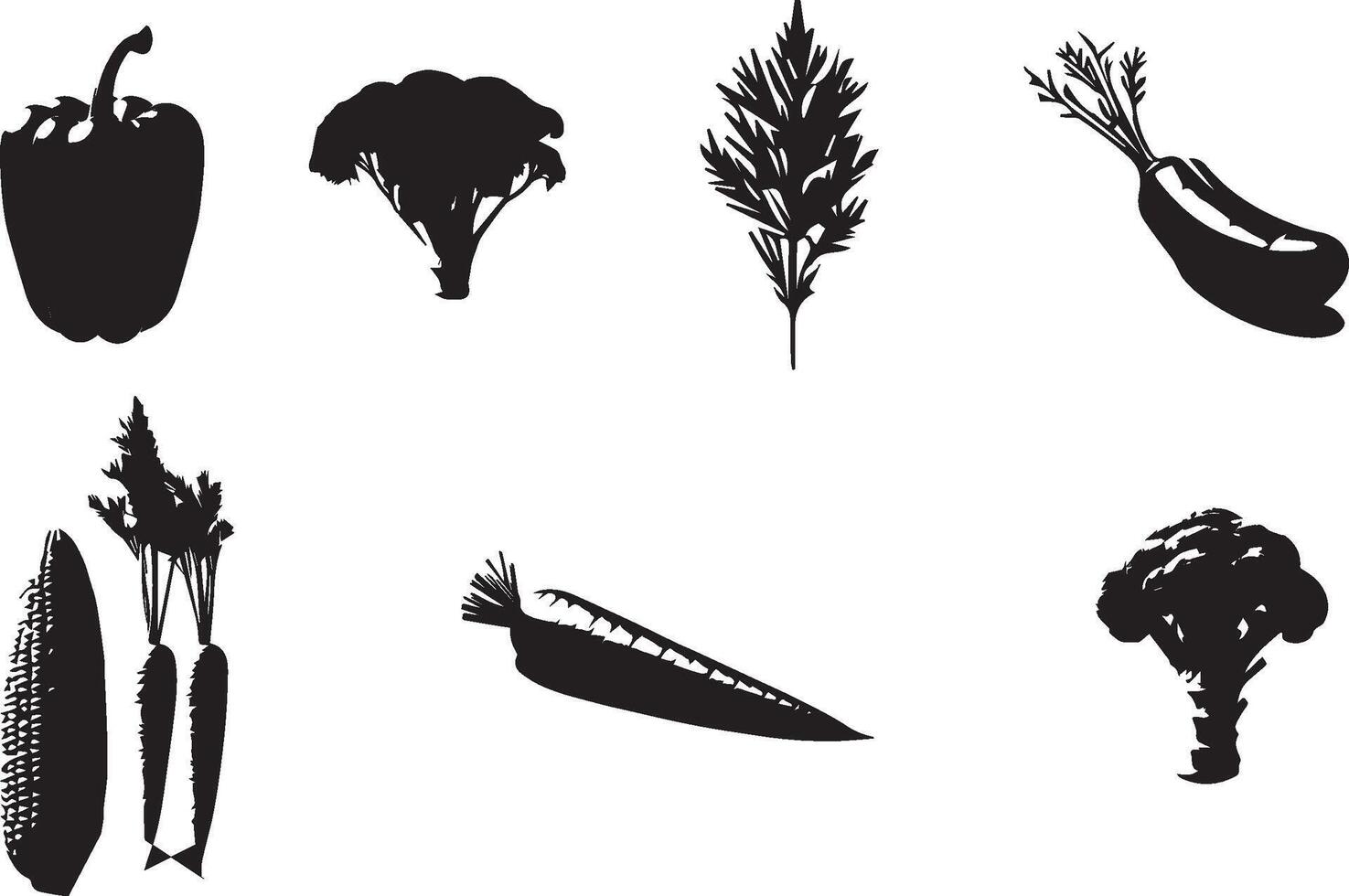 Silhouette collection of various vegetables vector