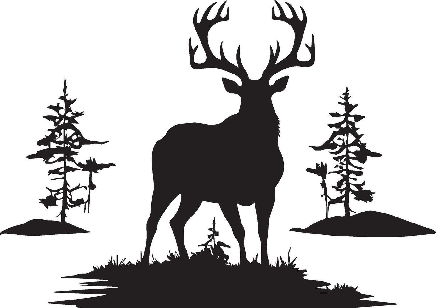 Stunning Silhouette of a Majestic Stag in a Forest Setting vector