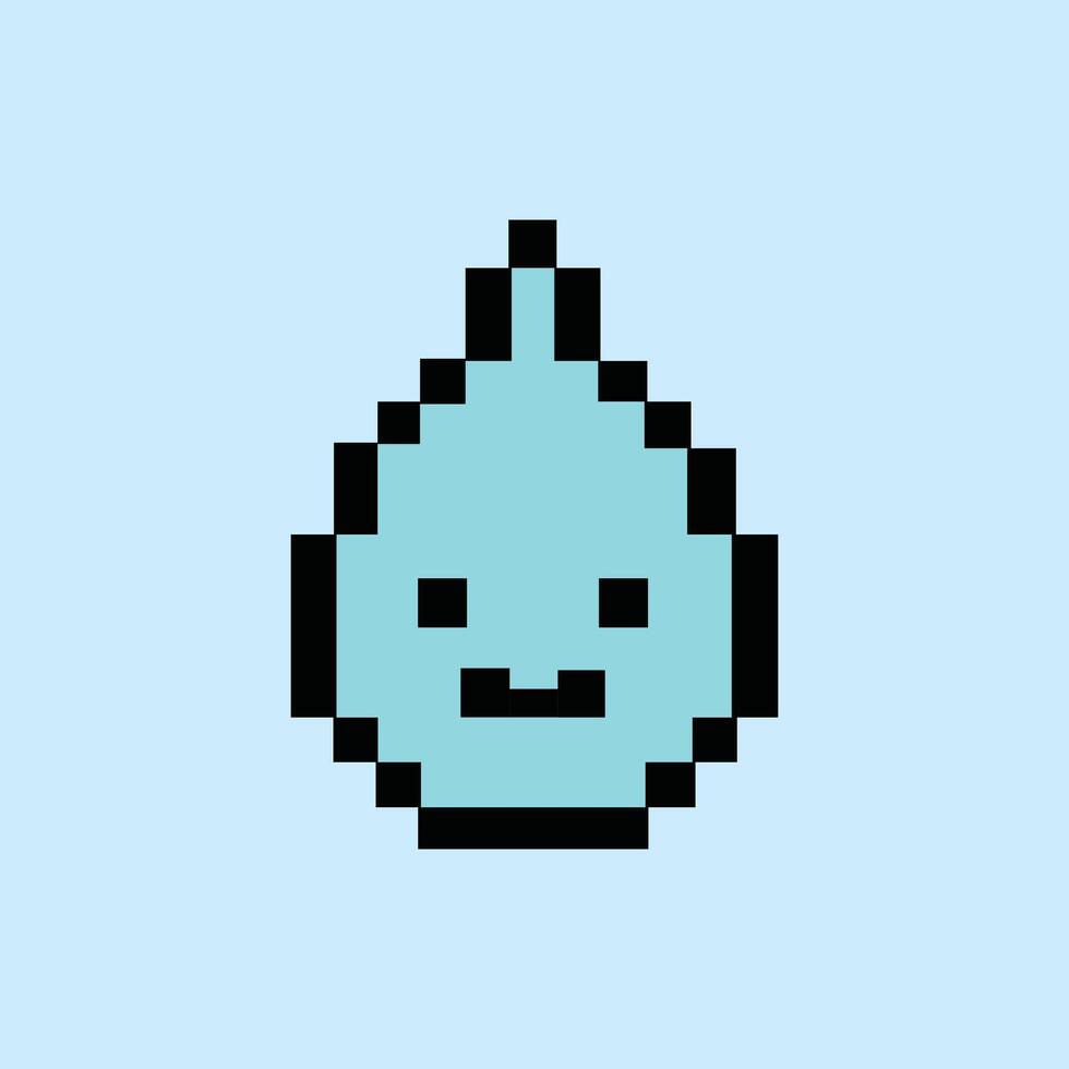 Happy pixel water drop on gentle sky blue background vector