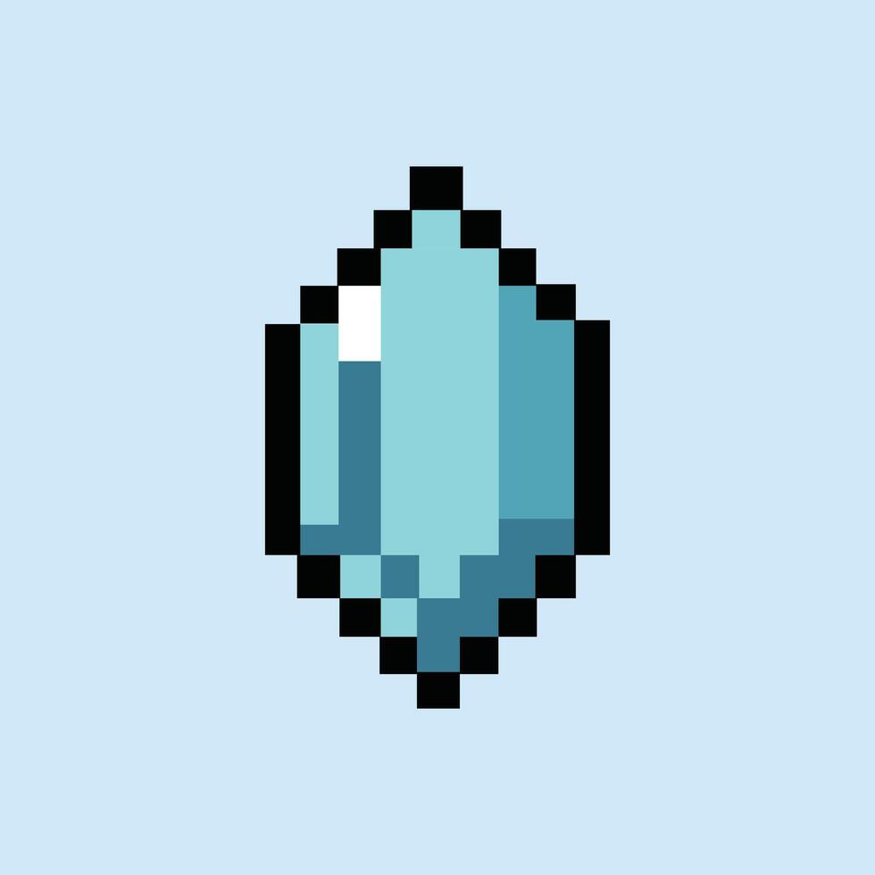 Shining pixel crystal on enchanted sapphire mist background vector