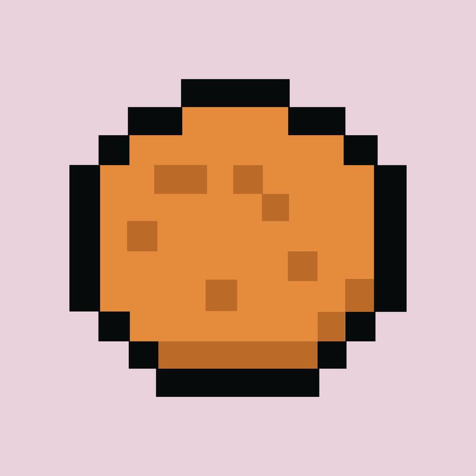 Pixel cookie icon on pastel lilac background vector