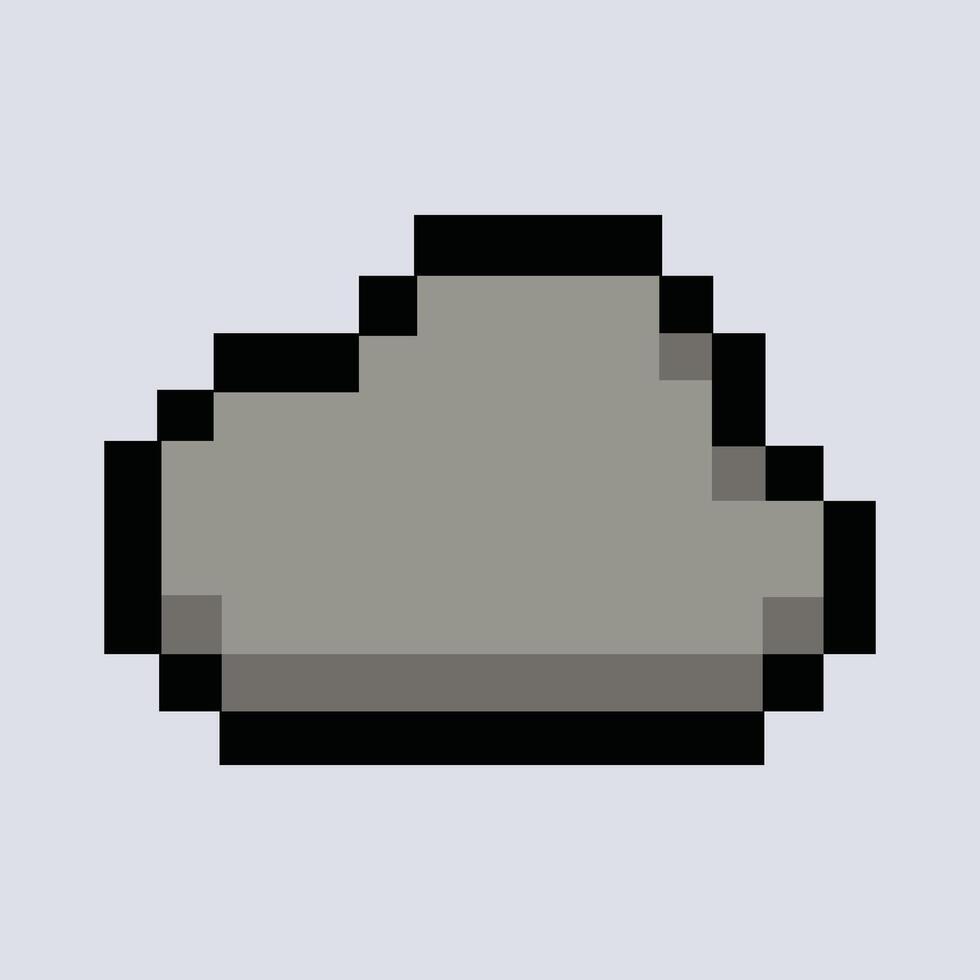 Retro 8-bit gray cloud icon floating on soft overcast background vector