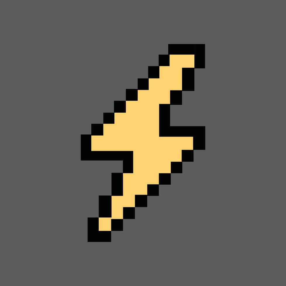 Pixel lightning bolt glowing on moody storm grey background vector