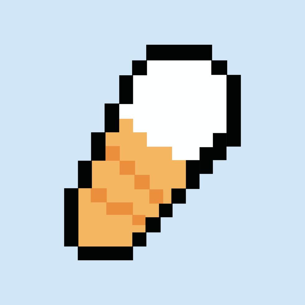 Pixel ice cream cone icon on sky blue background vector