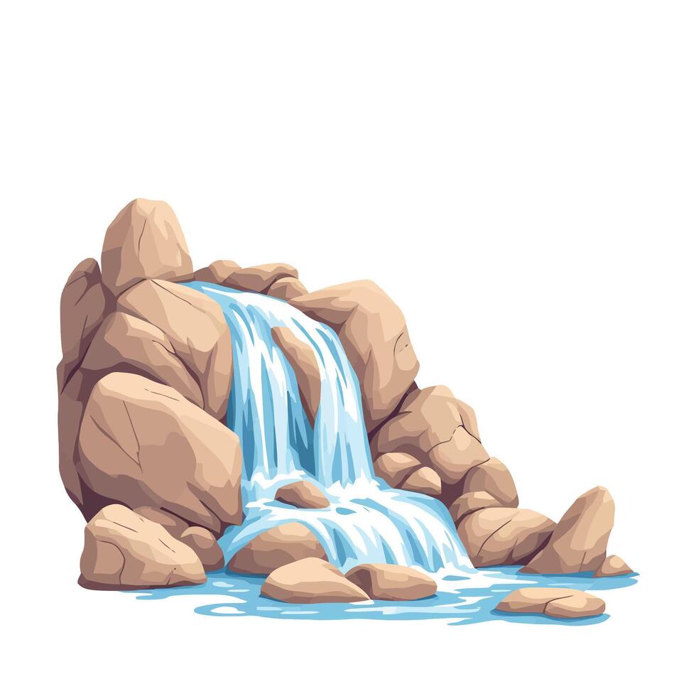 waterfall cascading over rocks in a natural landscape vector