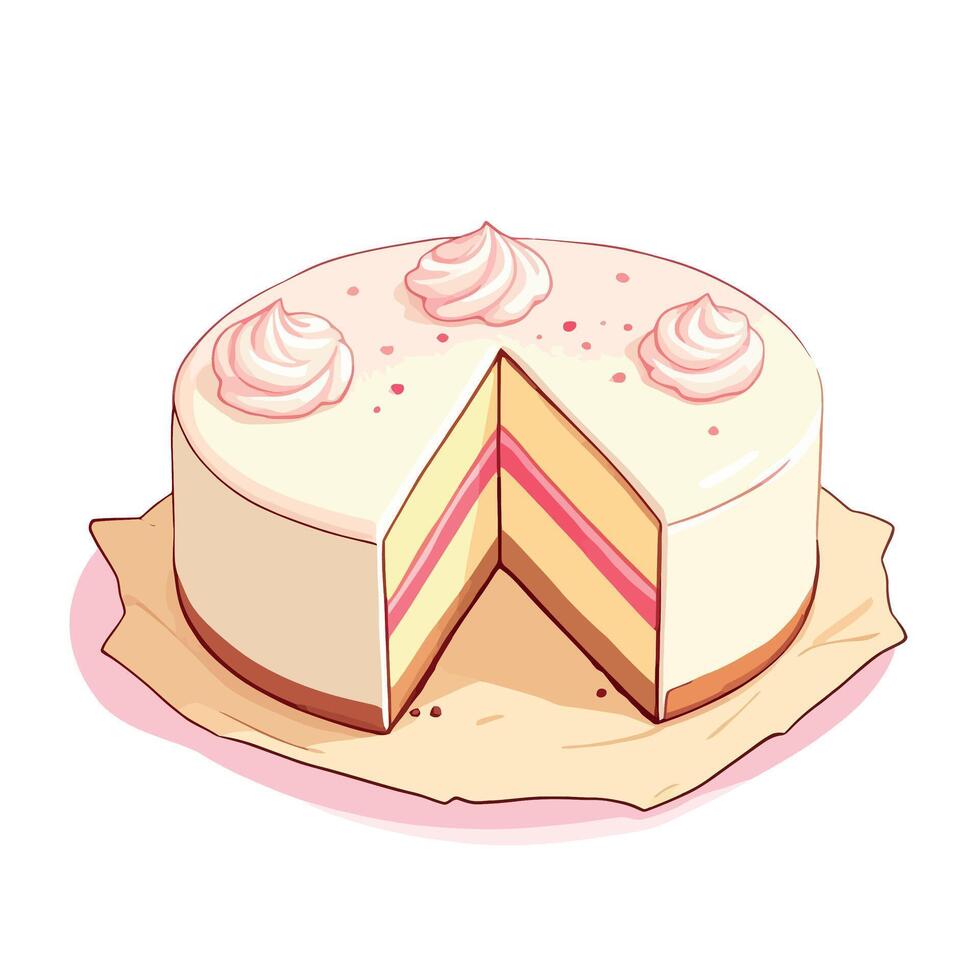 delicious cake showing filling with whipped cream and sprinkles vector