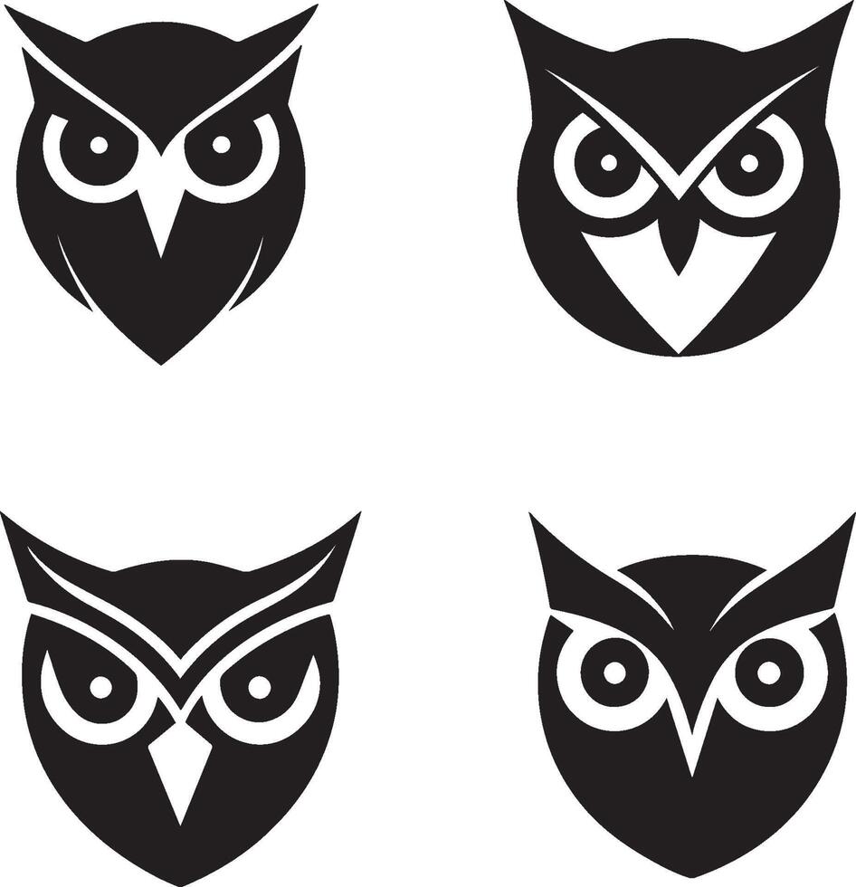 Set of owls face vector